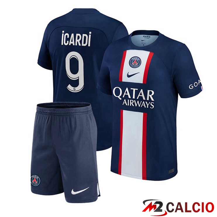 Maglie Calcio Paris PSG (Icardi 9) Bambino Prima Blu Royal 2022/2023