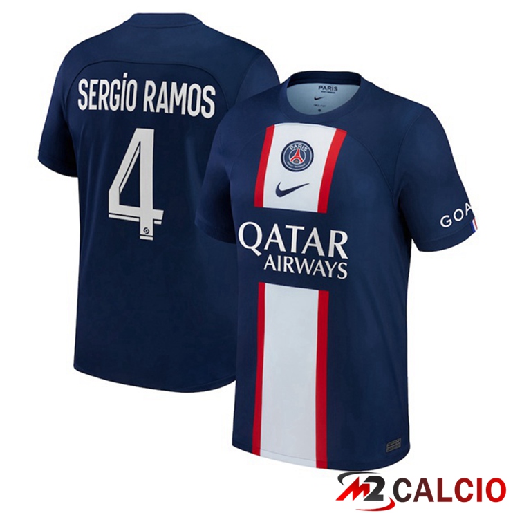 Maglie Calcio Paris PSG (Sergio Ramos 4) Prima Blu Royal 2022/2023