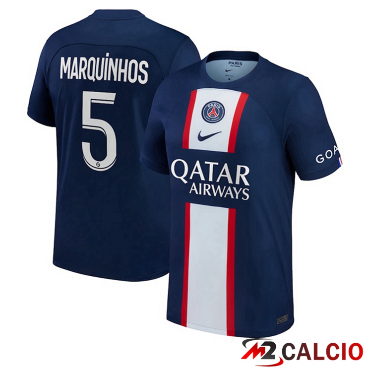 Maglie Calcio Paris PSG (Marquinhos 5) Prima Blu Royal 2022/2023