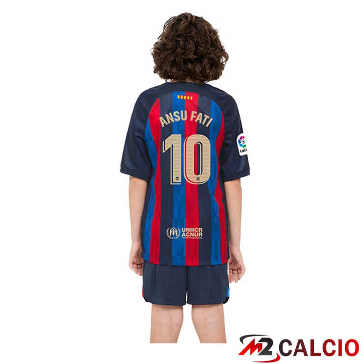 Maglie Calcio FC Barcellona (Ansu Fati 10) Bambino Prima Rosso Blu 2022/2023