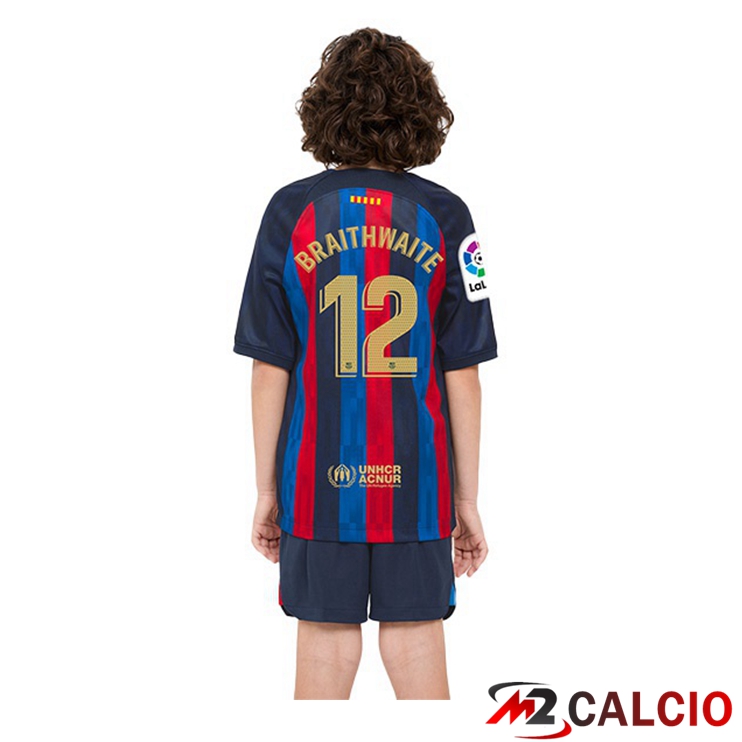Maglie Calcio FC Barcellona (Martin Braithwaite 12) Bambino Prima Rosso Blu 2022/2023