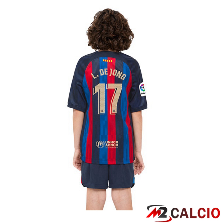 Maglie Calcio FC Barcellona (Luuk de Jong 17) Bambino Prima Rosso Blu 2022/2023