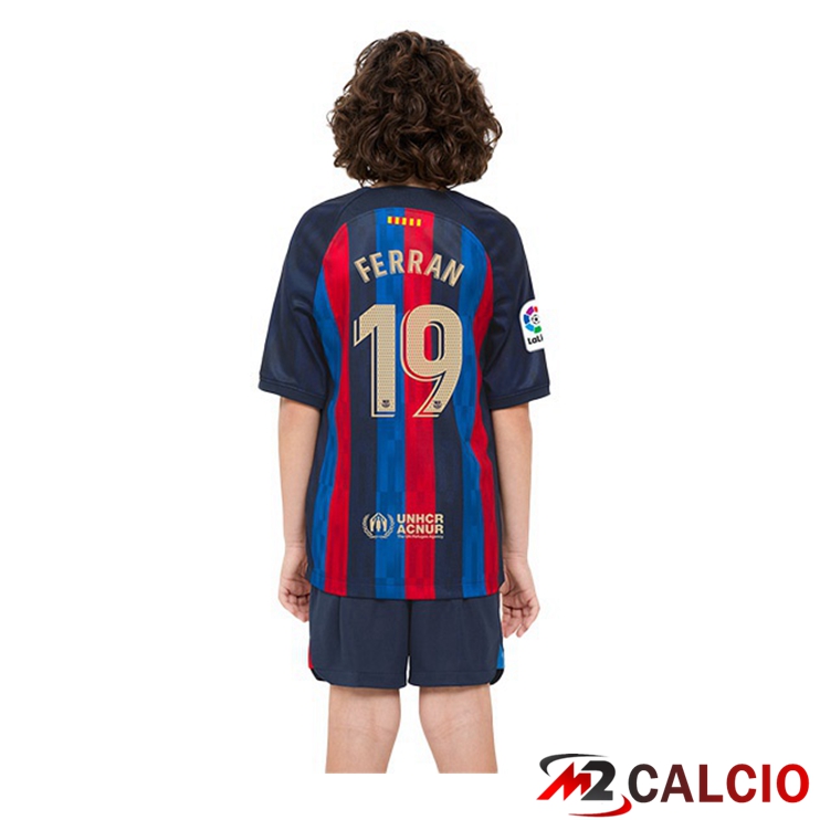Maglie Calcio FC Barcellona (Ferran 19) Bambino Prima Rosso Blu 2022/2023