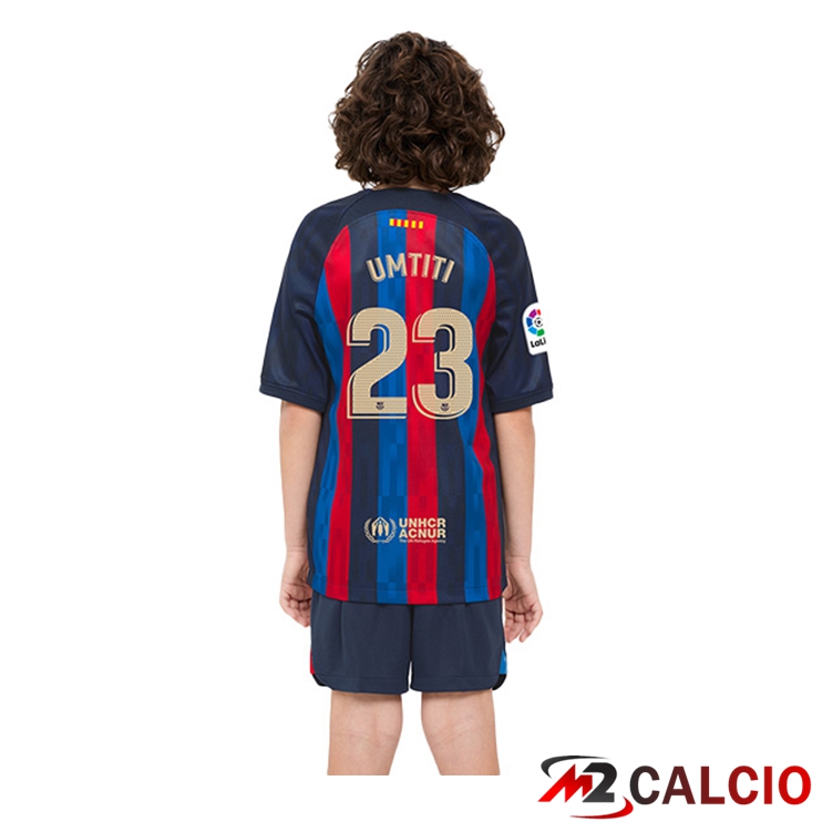 Maglie Calcio FC Barcellona (Umtiti 23) Bambino Prima Rosso Blu 2022/2023
