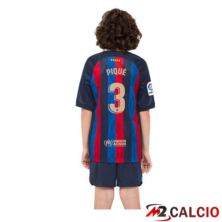 Maglie Calcio FC Barcellona (Gerard Piqué 3) Bambino Prima Rosso Blu 2022/2023