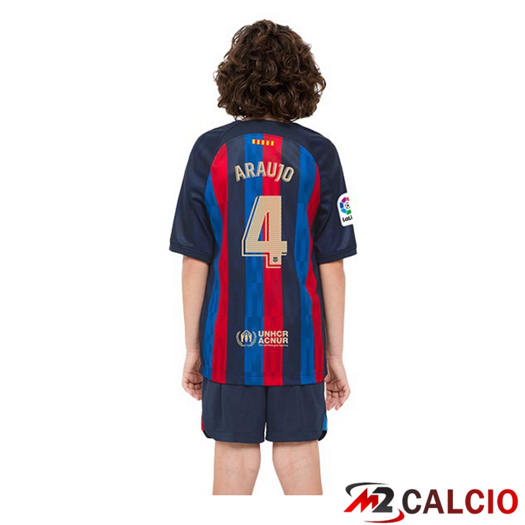 Maglie Calcio FC Barcellona (R. Araujo 4) Bambino Prima Rosso Blu 2022/2023