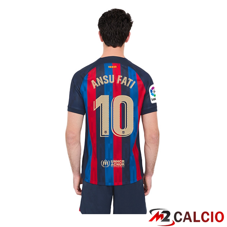 Maglie Calcio FC Barcellona (Ansu Fati 10) Prima Rosso Blu 2022/2023