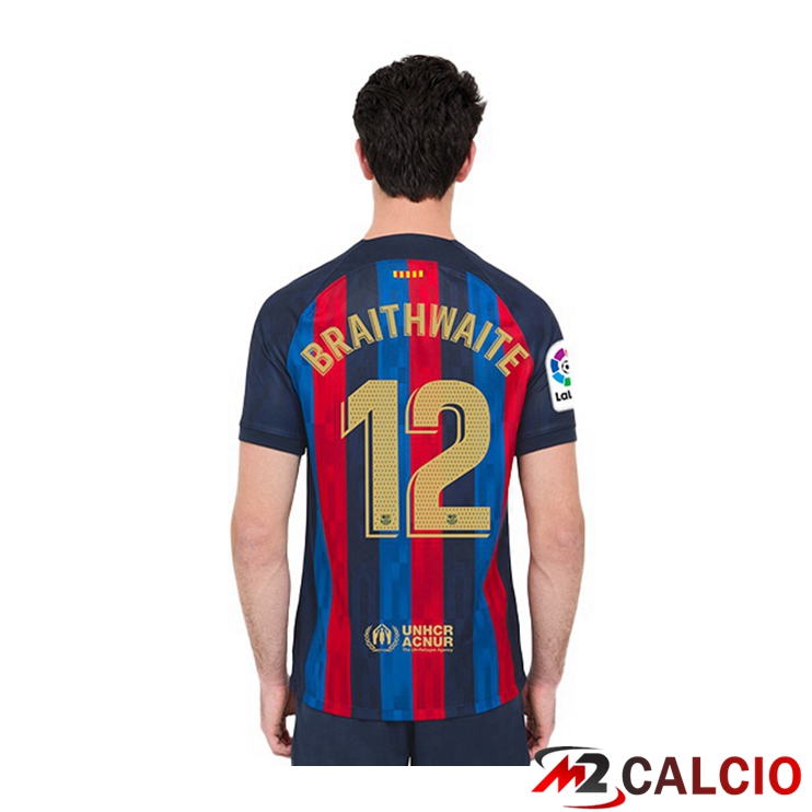 Maglie Calcio FC Barcellona (Martin Braithwaite 12) Prima Rosso Blu 2022/2023