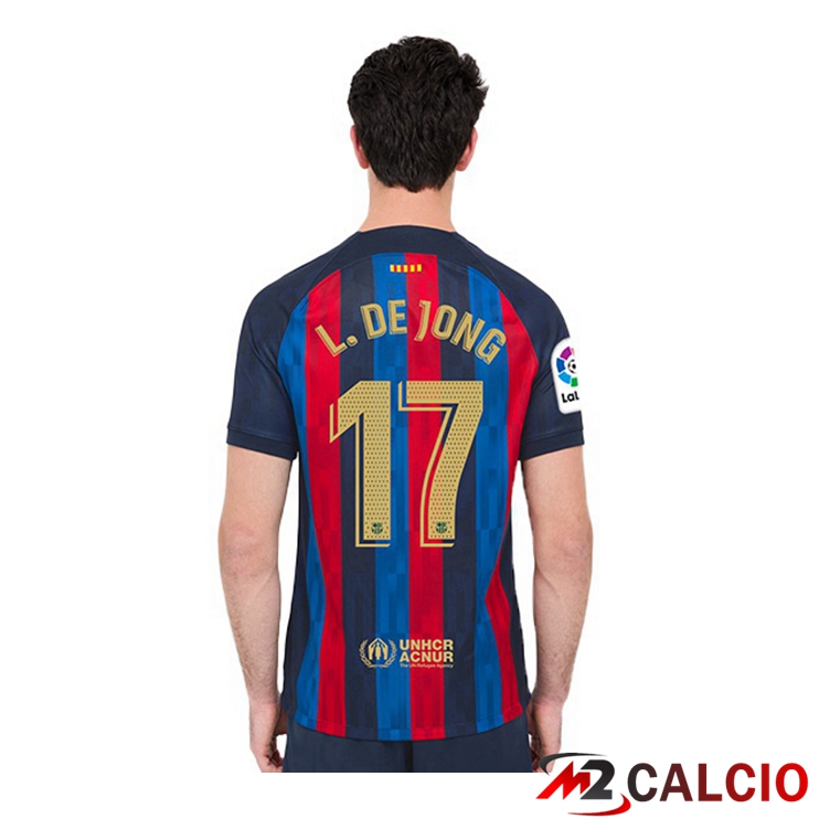 Maglie Calcio FC Barcellona (Luuk de Jong 17) Prima Rosso Blu 2022/2023