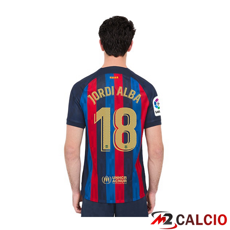 Maglie Calcio FC Barcellona (Jordi Alba 18) Prima Rosso Blu 2022/2023
