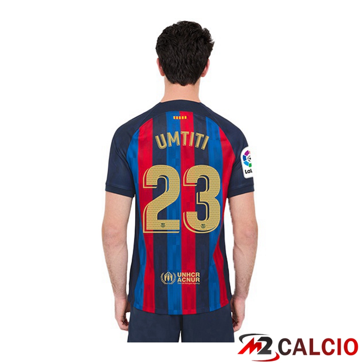 Maglie Calcio FC Barcellona (Umtiti 23) Prima Rosso Blu 2022/2023