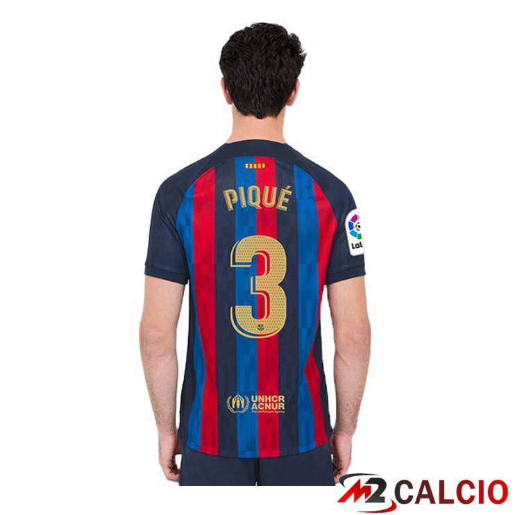 Maglie Calcio FC Barcellona (Gerard Piqué 3) Prima Rosso Blu 2022/2023