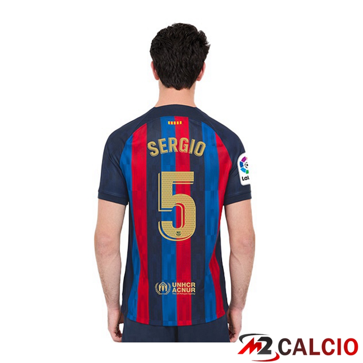 Maglie Calcio FC Barcellona (Sergio 5) Prima Rosso Blu 2022/2023