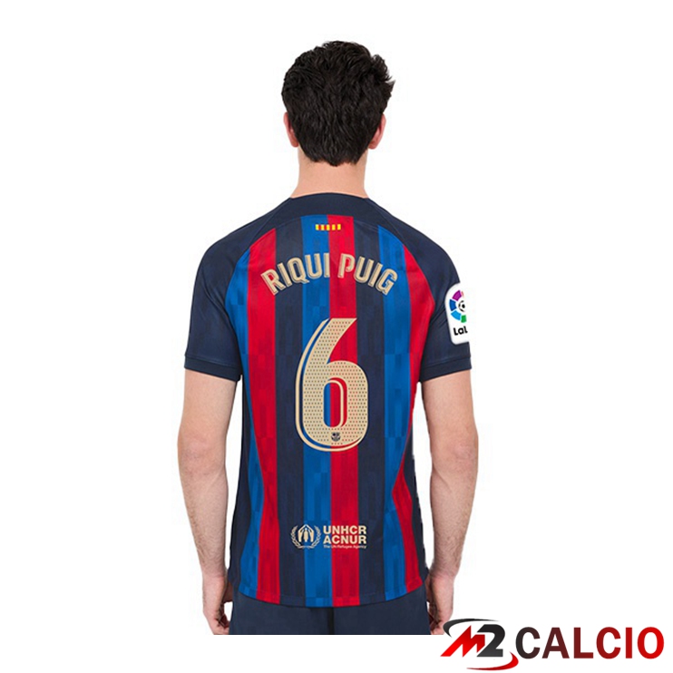 Maglie Calcio FC Barcellona (Riqui Puig 6) Prima Rosso Blu 2022/2023