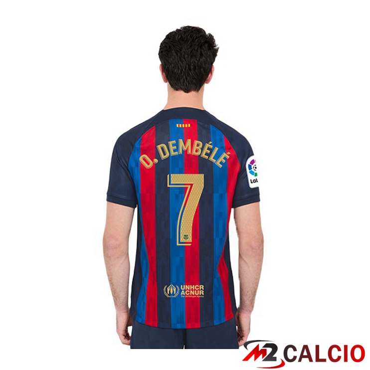 Maglie Calcio FC Barcellona (Ousmane Dembélé 7) Prima Rosso Blu 2022/2023