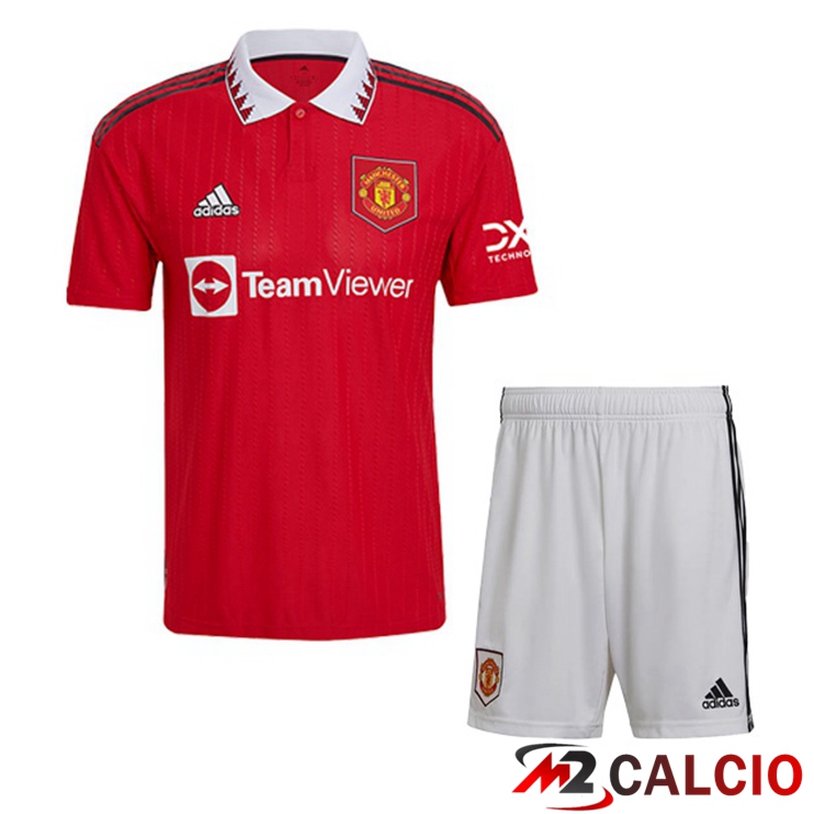 Maglie Calcio Manchester United Bambino Prima Rosso 2022/2023