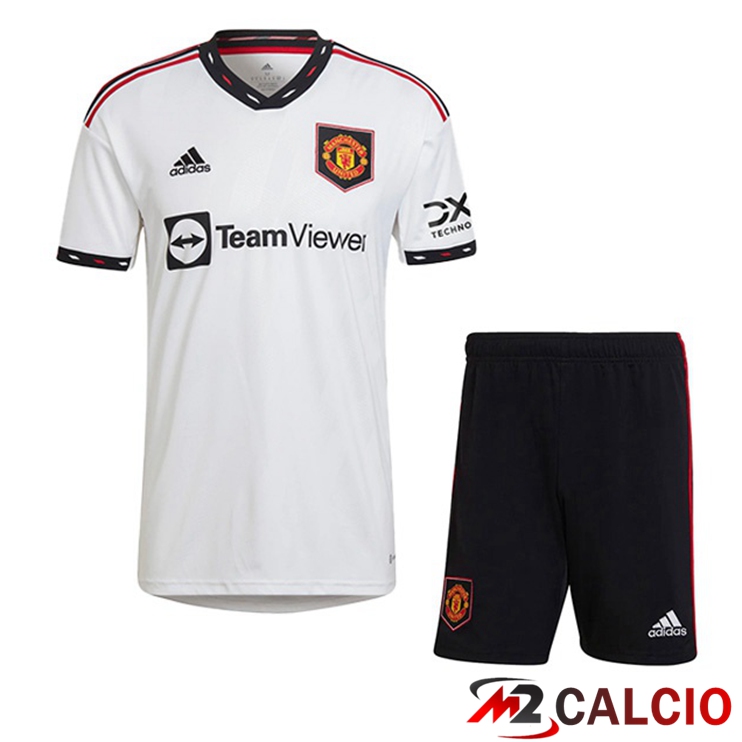 Maglie Calcio Manchester United Bambino Seconda Bianco 2022/2023