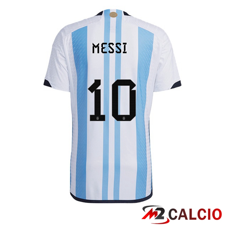Maglie Calcio Argentina (MESSI 10) Prima Blu Bianco Coppa Del Mondo 2022