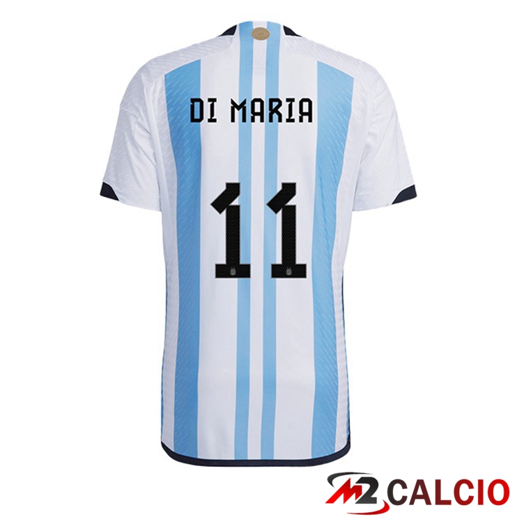 Maglie Calcio Argentina (DI MARIA 11) Prima Blu Bianco Coppa Del Mondo 2022