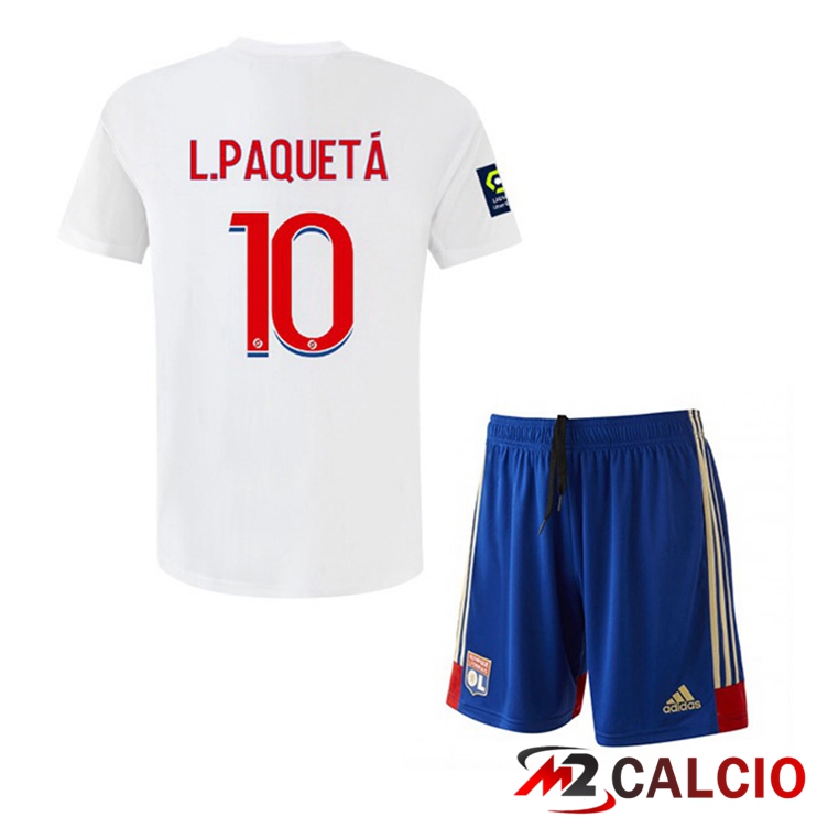 Maglie Calcio Lyon OL (L.PAQUETÁ 10) Bambino Prima Bianco 2022/2023