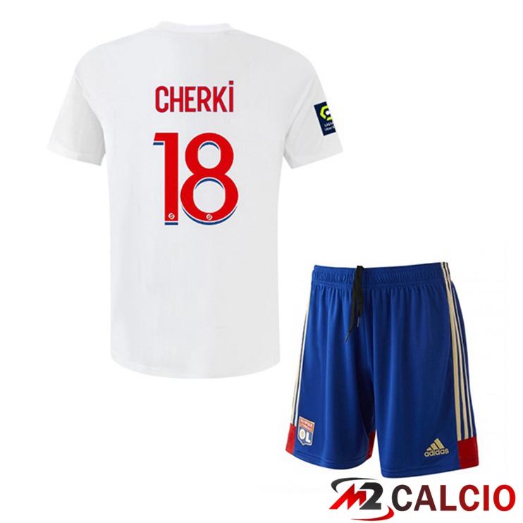 Maglie Calcio Lyon OL (CHERKI 18) Bambino Prima Bianco 2022/2023