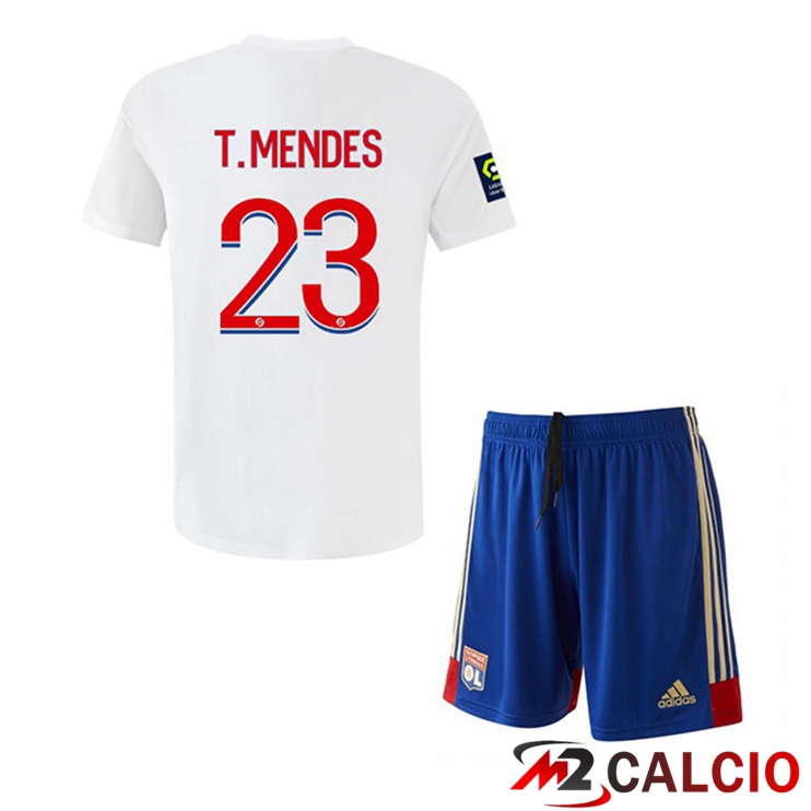 Maglie Calcio Lyon OL (T. MENDES 23) Bambino Prima Bianco 2022/2023