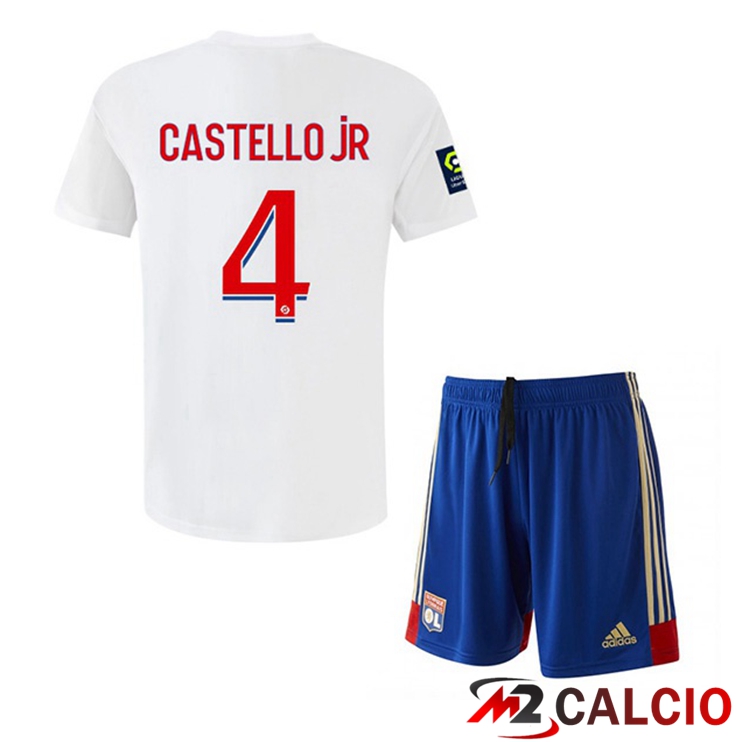 Maglie Calcio Lyon OL (CASTELLO JR 4) Bambino Prima Bianco 2022/2023