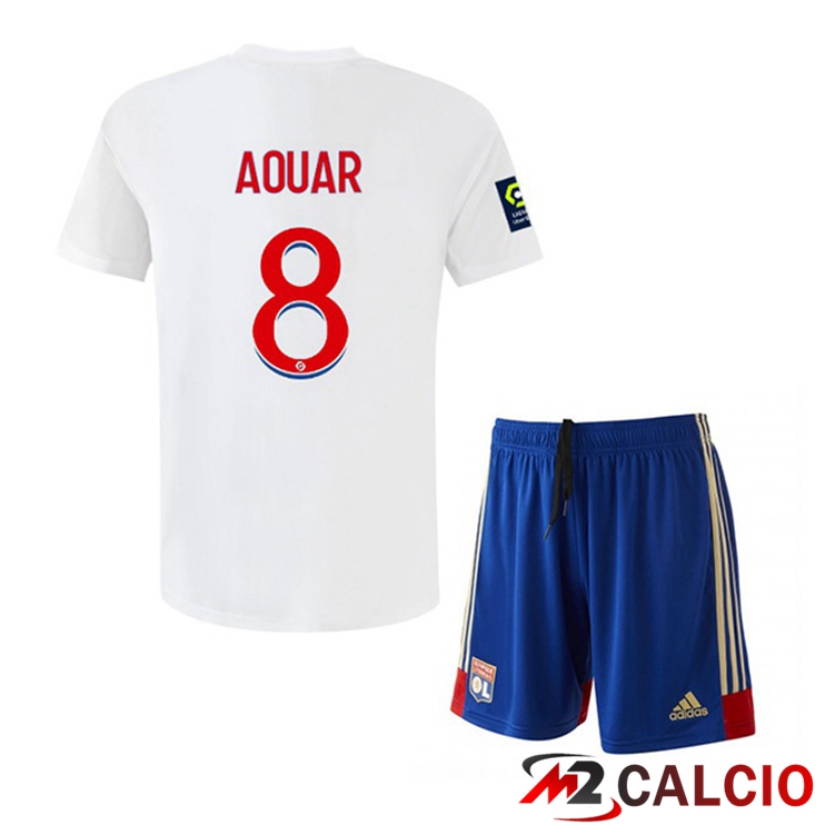 Maglie Calcio Lyon OL (AOUAR 8) Bambino Prima Bianco 2022/2023