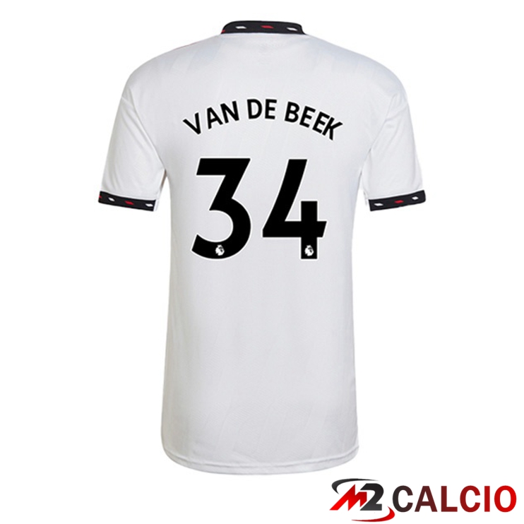 Maglie Calcio Manchester United (VAN DE BEEK 34) Seconda Bianco 2022/2023