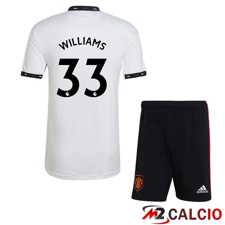 Maglie Calcio Manchester United (WILLIAMS 33) Bambino Seconda Bianco 2022/2023