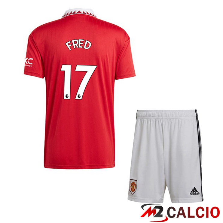 Maglie Calcio Manchester United (FRED 17) Bambino Prima Rosso 2022/2023
