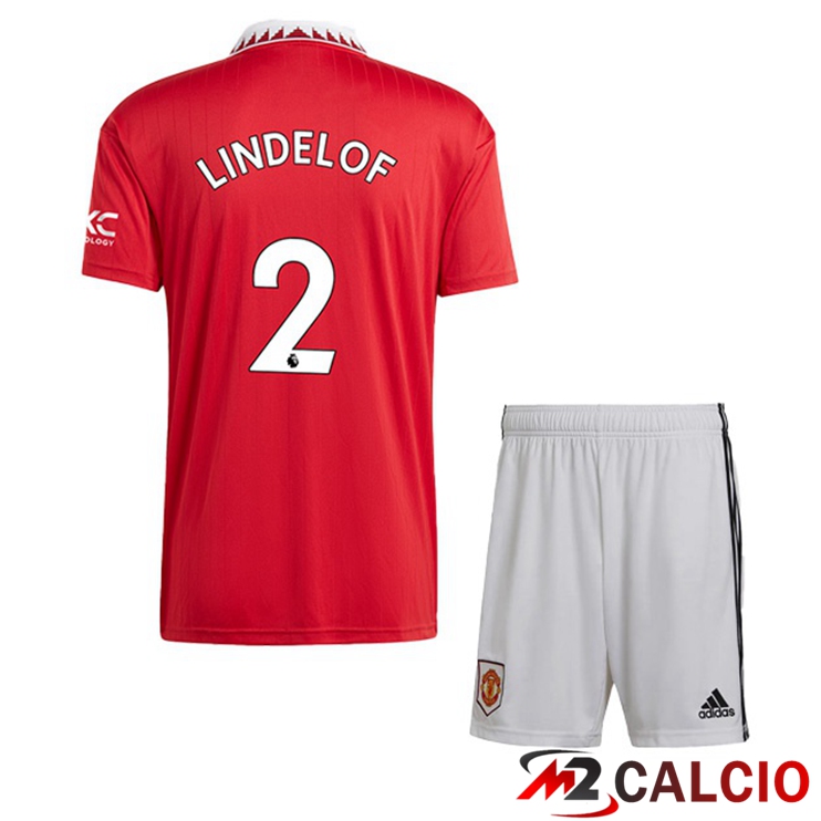Maglie Calcio Manchester United (LINDELOF 2) Bambino Prima Rosso 2022/2023