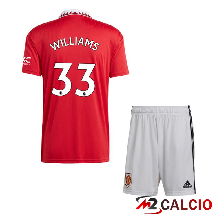 Maglie Calcio Manchester United (WILLIAMS 33) Bambino Prima Rosso 2022/2023