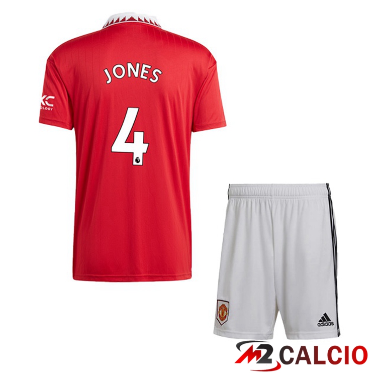 Maglie Calcio Manchester United (JONES 4) Bambino Prima Rosso 2022/2023