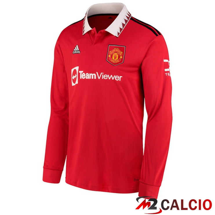 Maglie Calcio Manchester United Prima Manica Lunga Rosso 2022/2023