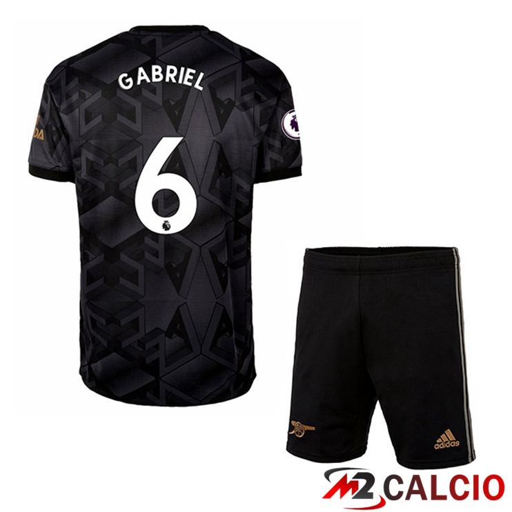 Maglie Calcio Arsenal (GABRIEL 6) Bambino Seconda Nero 2022/2023