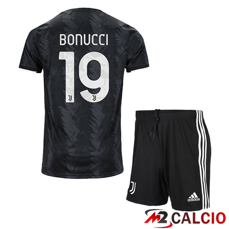 Maglie Calcio Juventus (BONUCCI 19) Bambino Seconda Nero 2022/2023