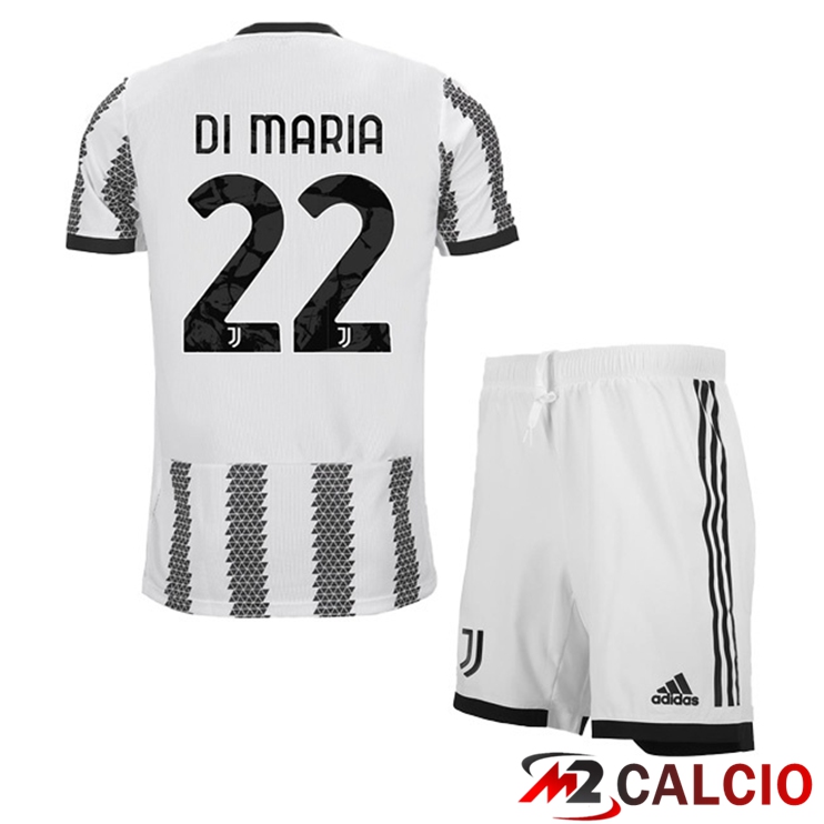 Maglie Calcio Juventus (DI MARIA 22) Bambino Prima Bianco Nero 2022/2023