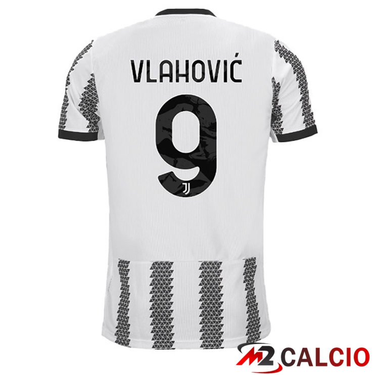 Maglie Calcio Juventus (VLAHOVIĆ 9) Prima Bianco Nero 2022/2023