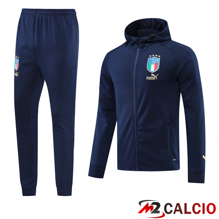 Insieme Giacca Con Cappuccio Tuta Italia Blu Reale 2022/2023