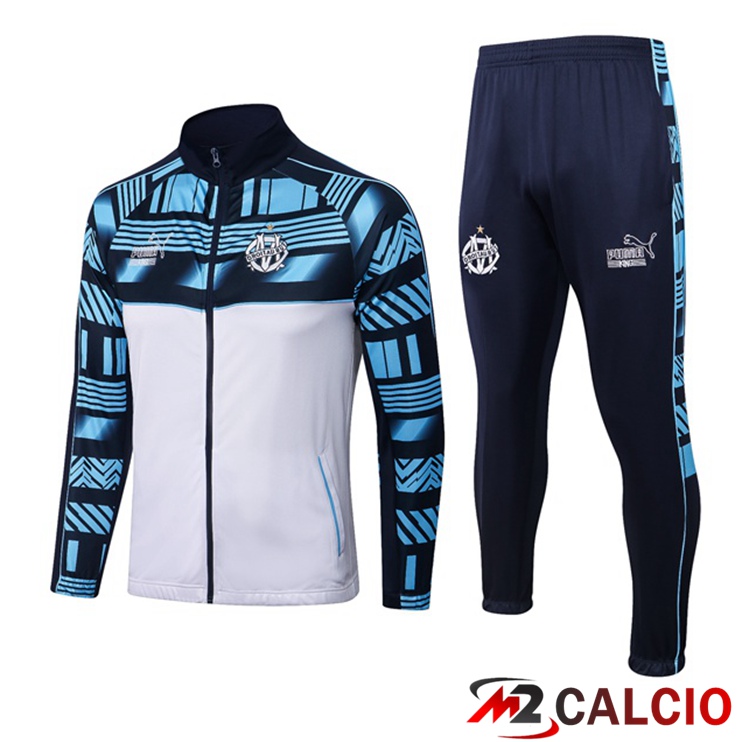 Insieme Tuta Calcio - Giacca Marsiglia OM Bianco Blu 2022/2023