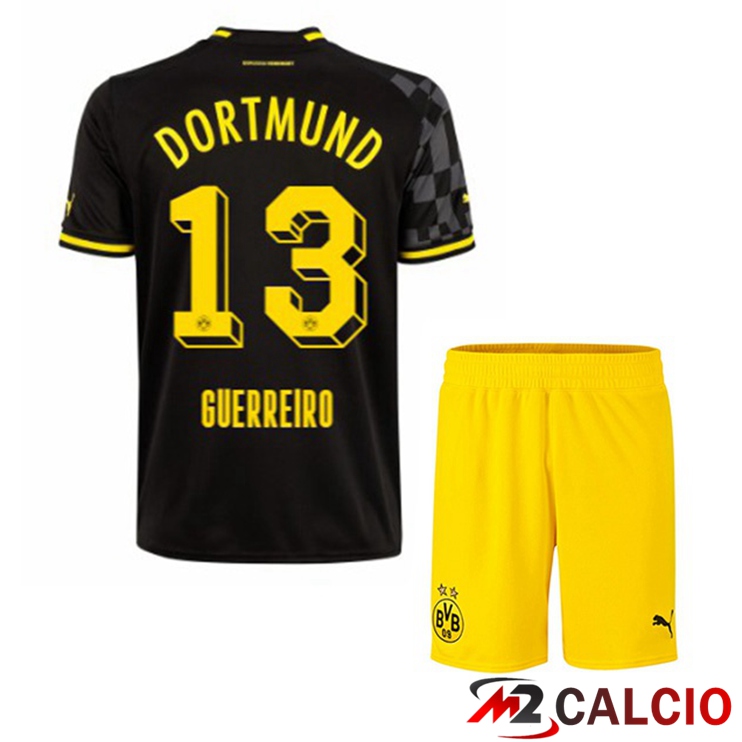 Maglie Calcio Dortmund BVB (Guerreiro 13) Bambino Seconda Nero 2022/2023