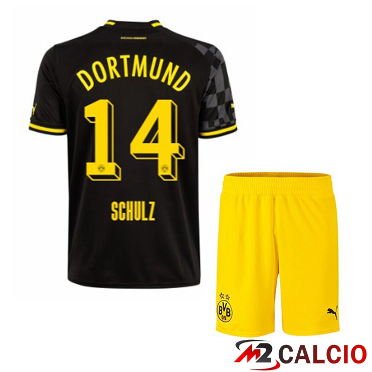 Maglie Calcio Dortmund BVB (Schulz 14) Bambino Seconda Nero 2022/2023