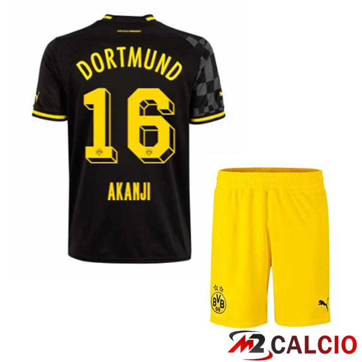 Maglie Calcio Dortmund BVB (Akanji 16) Bambino Seconda Nero 2022/2023