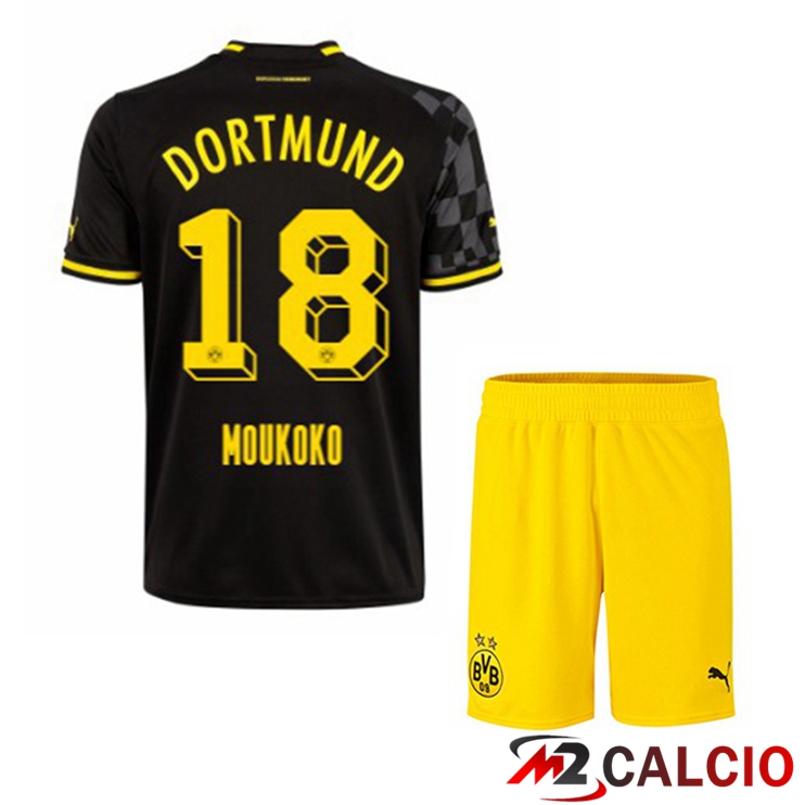 Maglie Calcio Dortmund BVB (Moukoko 18) Bambino Seconda Nero 2022/2023