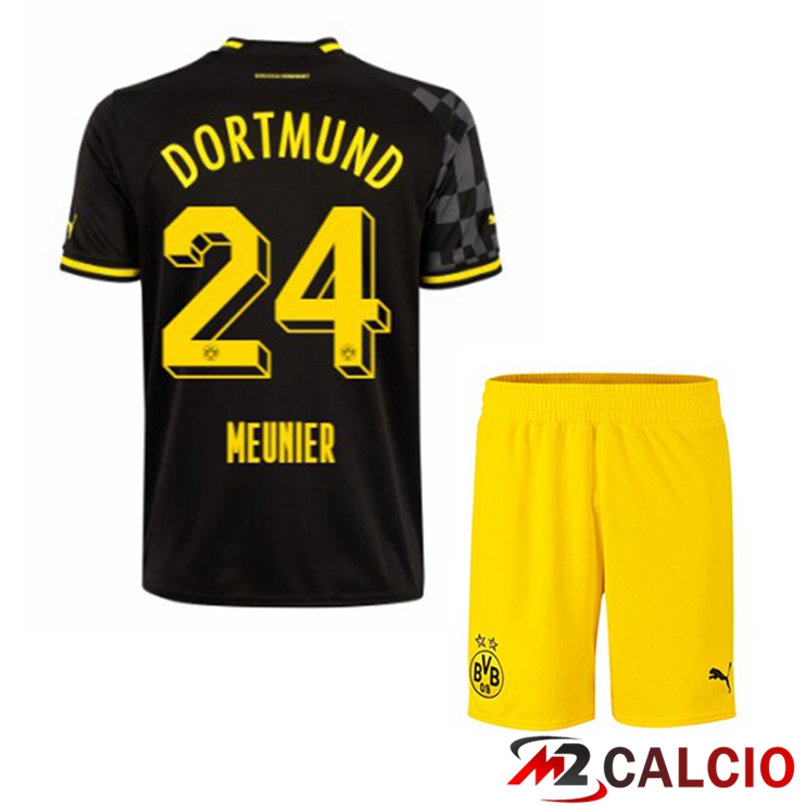 Maglie Calcio Dortmund BVB (Meunier 24) Bambino Seconda Nero 2022/2023