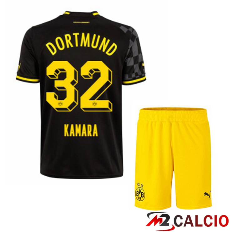 Maglie Calcio Dortmund BVB (Kamara 32) Bambino Seconda Nero 2022/2023