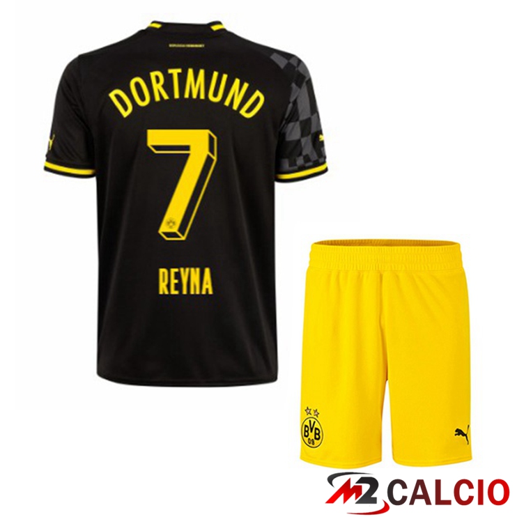 Maglie Calcio Dortmund BVB (Reyna 7) Bambino Seconda Nero 2022/2023