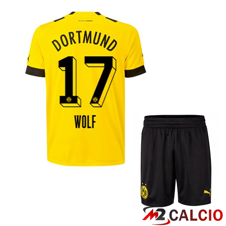 Maglie Calcio Dortmund BVB (Wolf 17) Bambino Prima Giallo Giallo 2022/2023