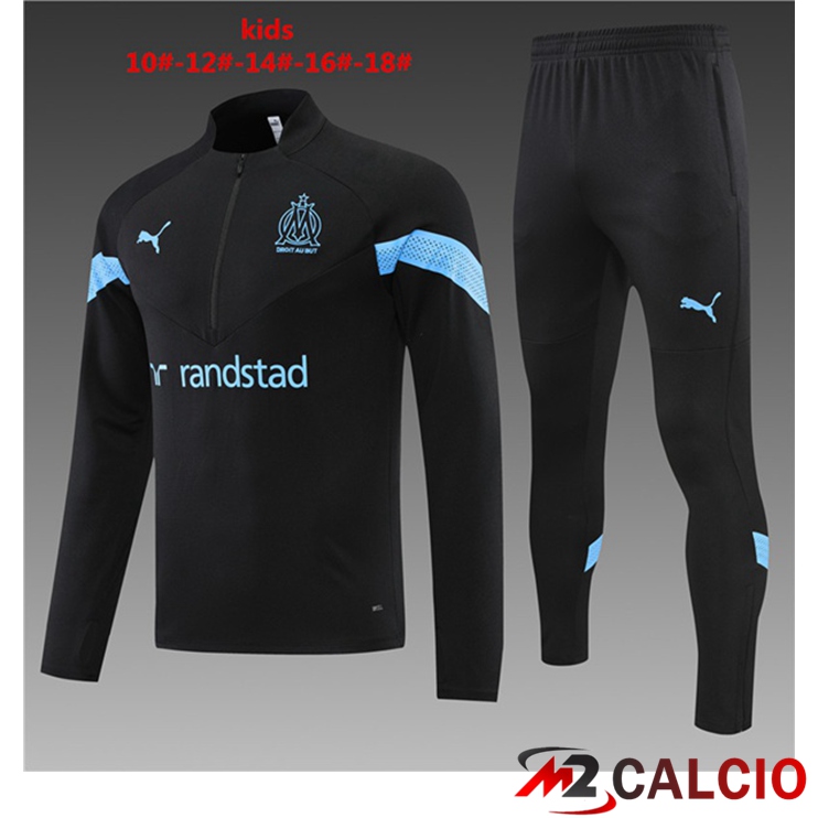 Insieme Tuta Calcio Marsiglia OM Bambino Nero 2022/2023
